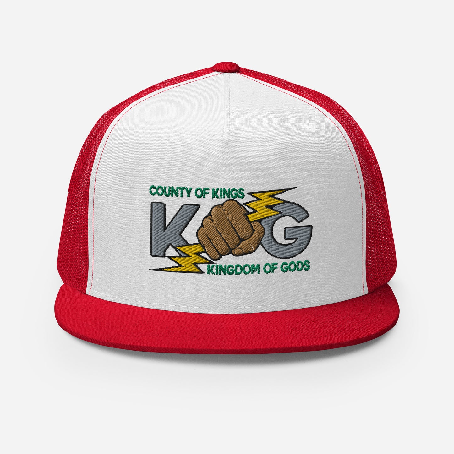 KINGDOM OF GODS - KOG HANDS OF GODS MESH SNAPBACK (Silver&Green Stitch)