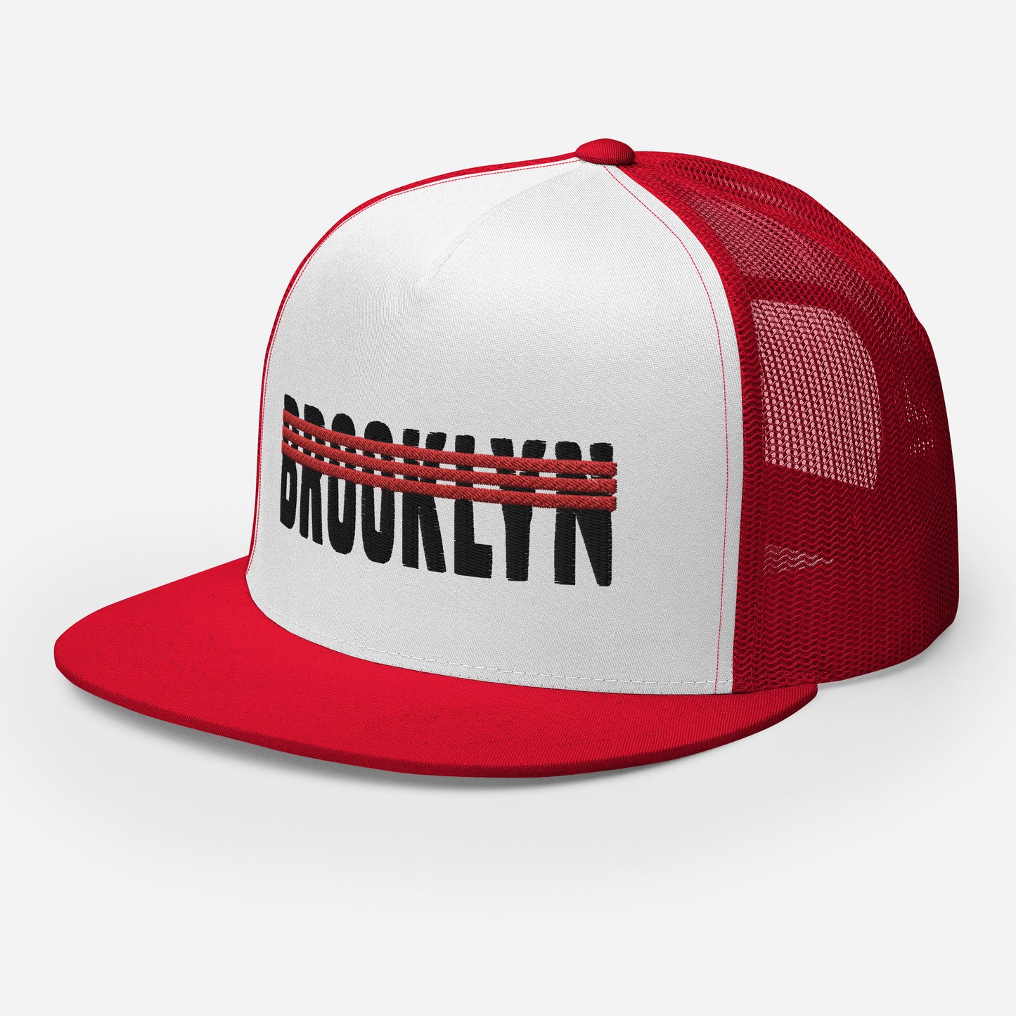 BROOKLYN 3 STRIPE MESH SNAPBACK (RED)