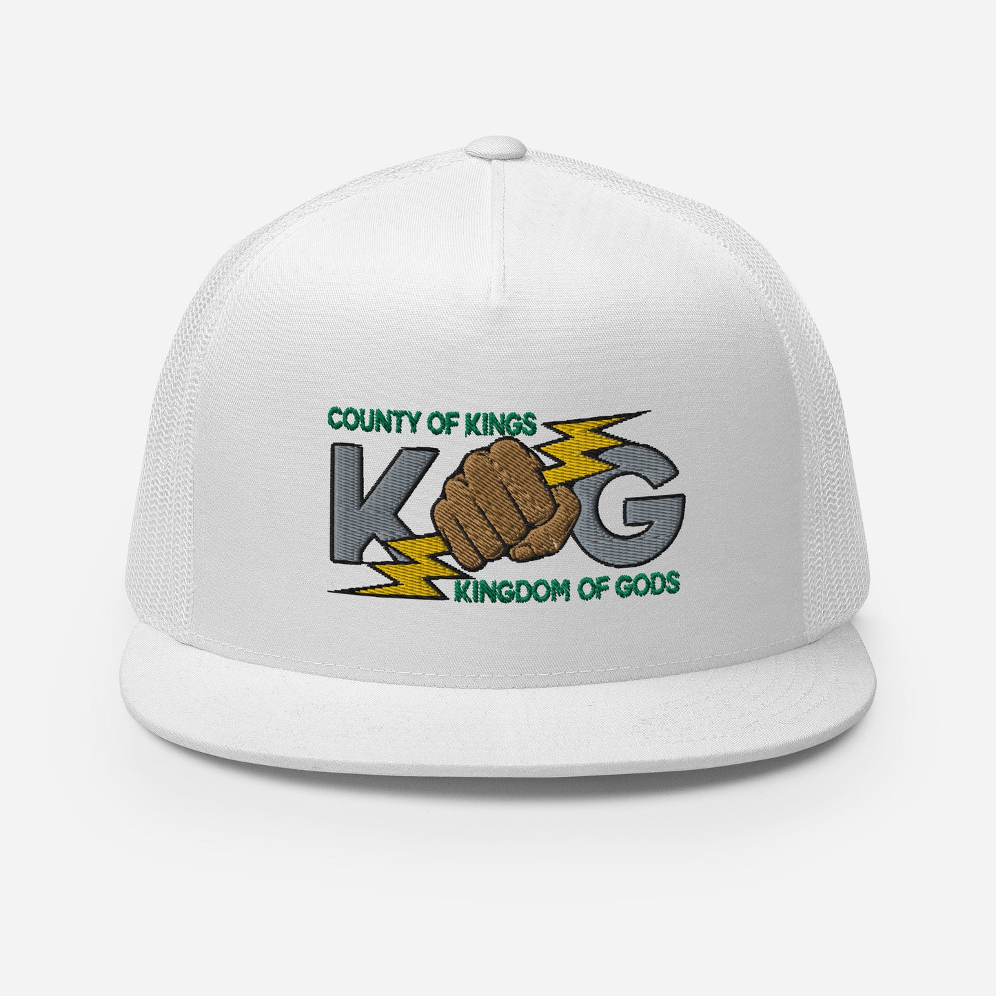 KINGDOM OF GODS - KOG HANDS OF GODS MESH SNAPBACK (Silver&Green Stitch)