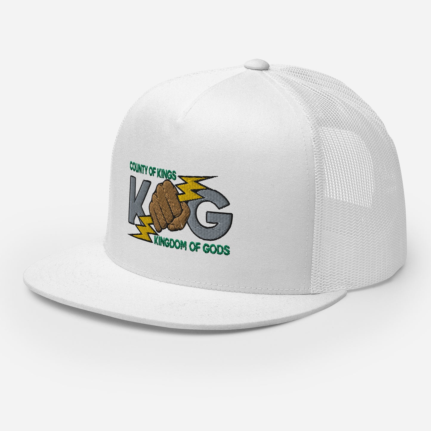 KINGDOM OF GODS - KOG HANDS OF GODS MESH SNAPBACK (Silver&Green Stitch)