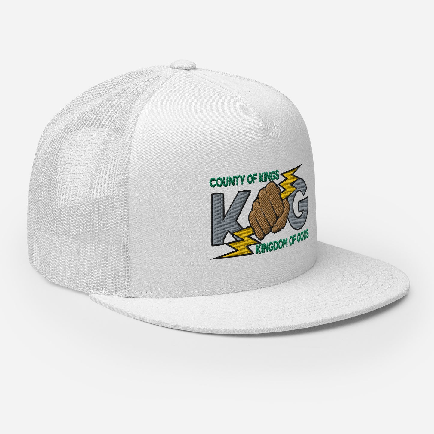 KINGDOM OF GODS - KOG HANDS OF GODS MESH SNAPBACK (Silver&Green Stitch)