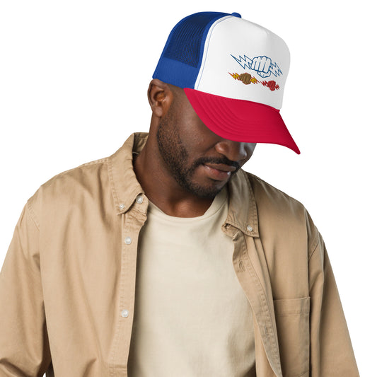 KINGDOM OF GODS - HANDS OF GODS FOAM TRUCKER HAT (RED, WHITE, & BLUE)