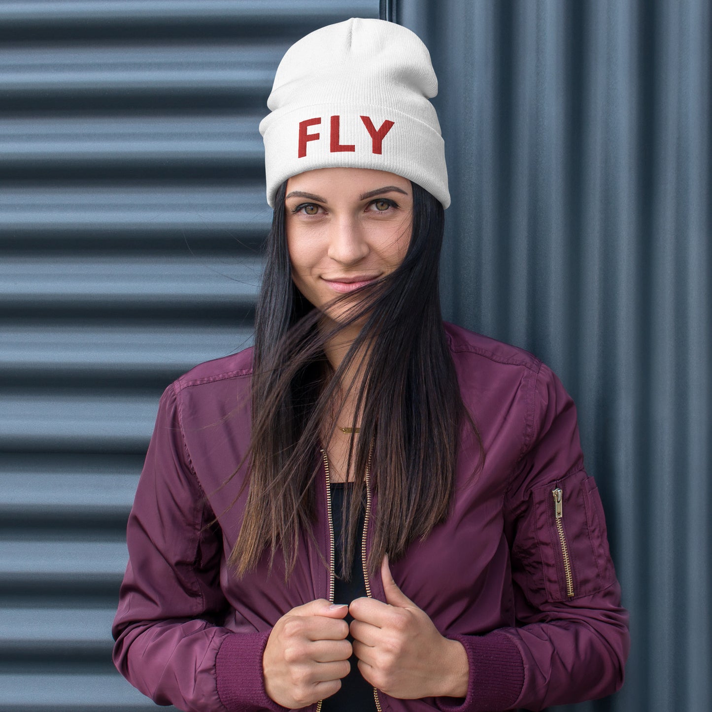 "FLY" EMBROIDERED BEANIE