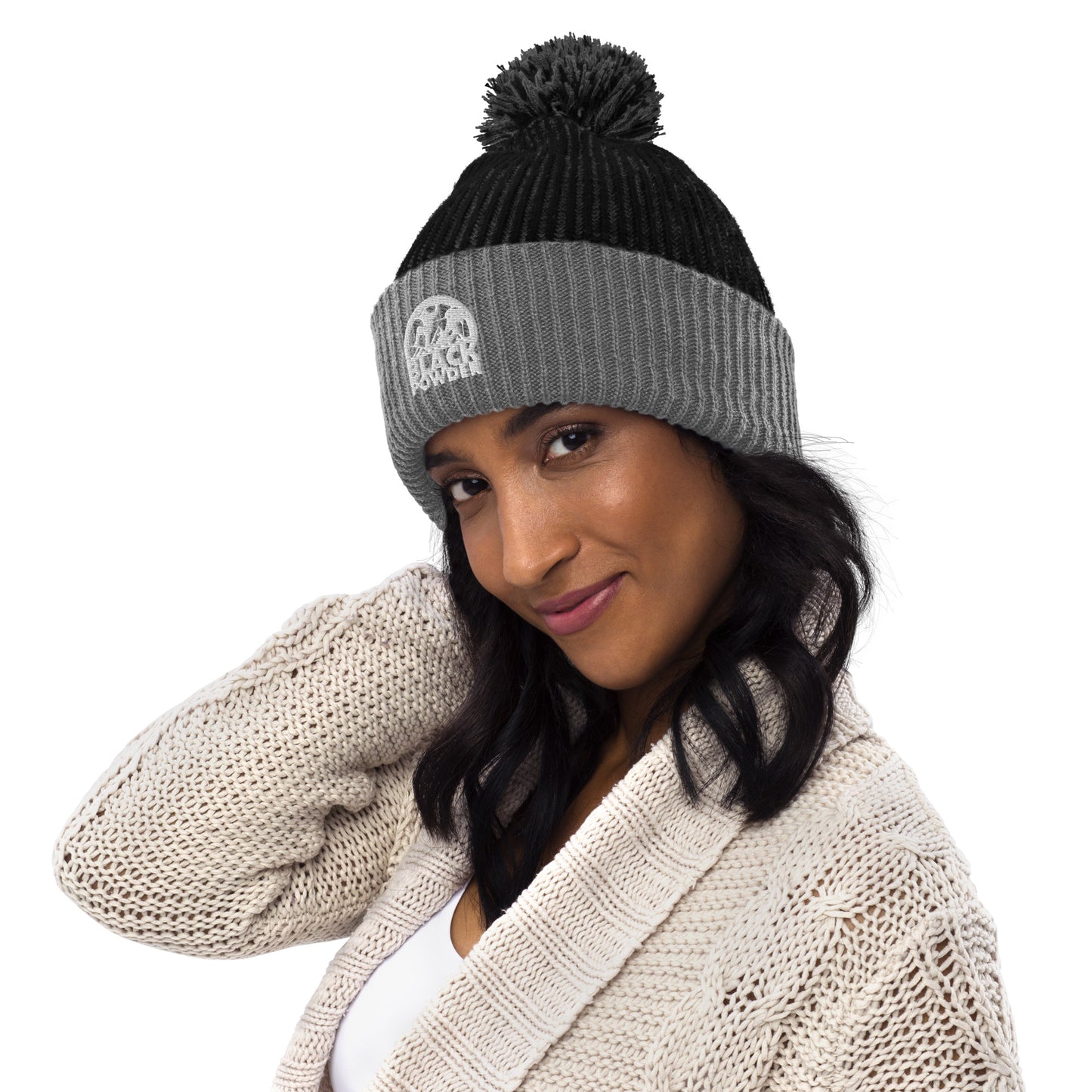 BPC CLASSIC LOGO POM-POM BEANIE (WHITE STITCH)