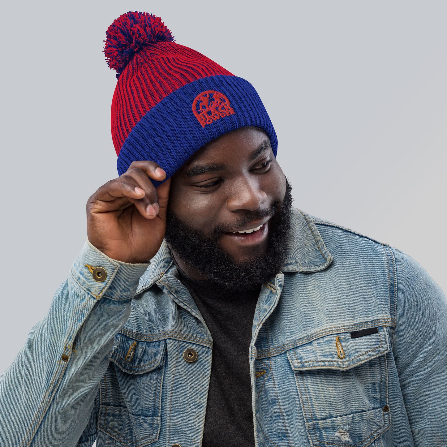 BPC CLASSIC LOGO POM-POM BEANIE (RED STITCH)