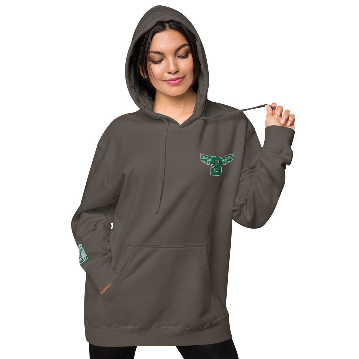 "B" IS FOR BROOKLYN - B-WING UNISEX HOODIE (KELLY GREEN STITCH)