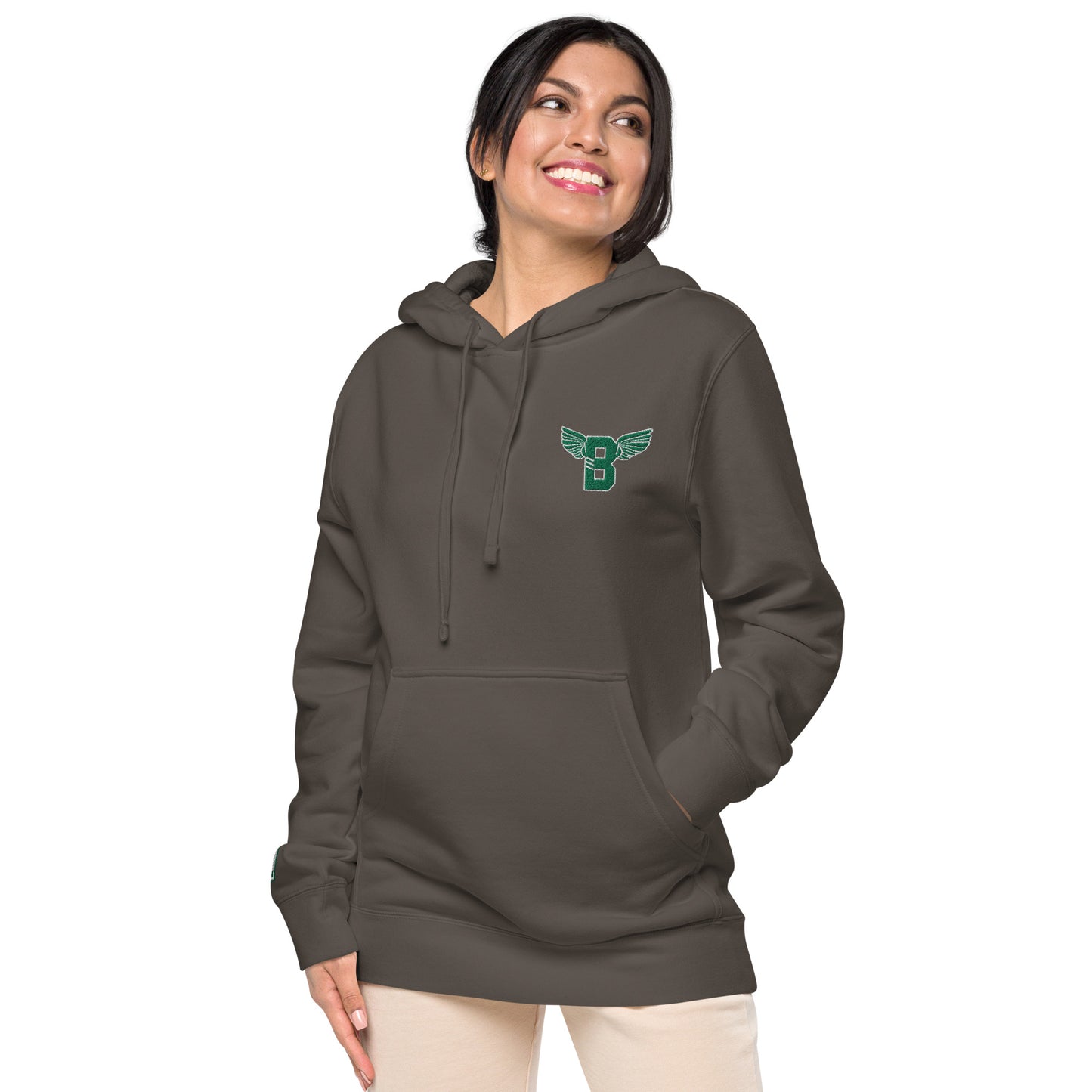 "B" IS FOR BROOKLYN - B-WING UNISEX HOODIE (KELLY GREEN STITCH)