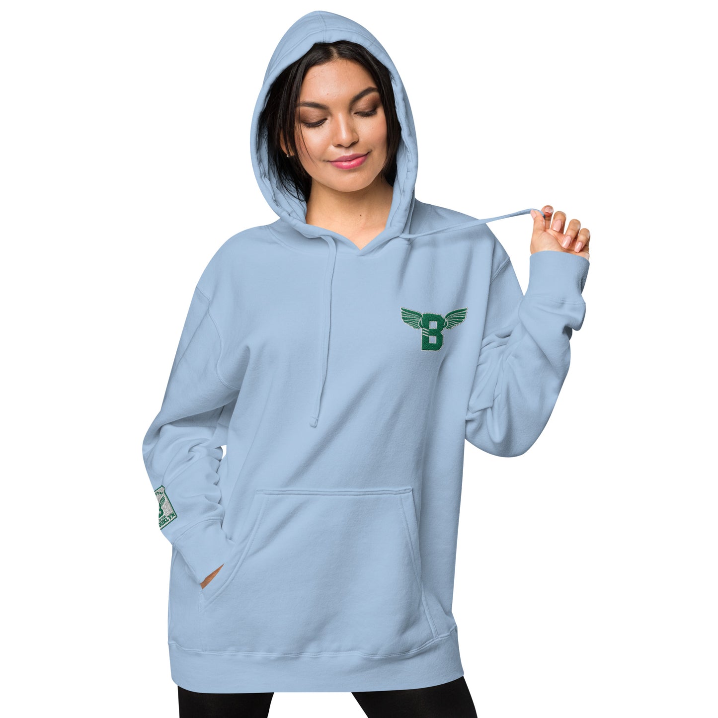 "B" IS FOR BROOKLYN - B-WING UNISEX HOODIE (KELLY GREEN STITCH)