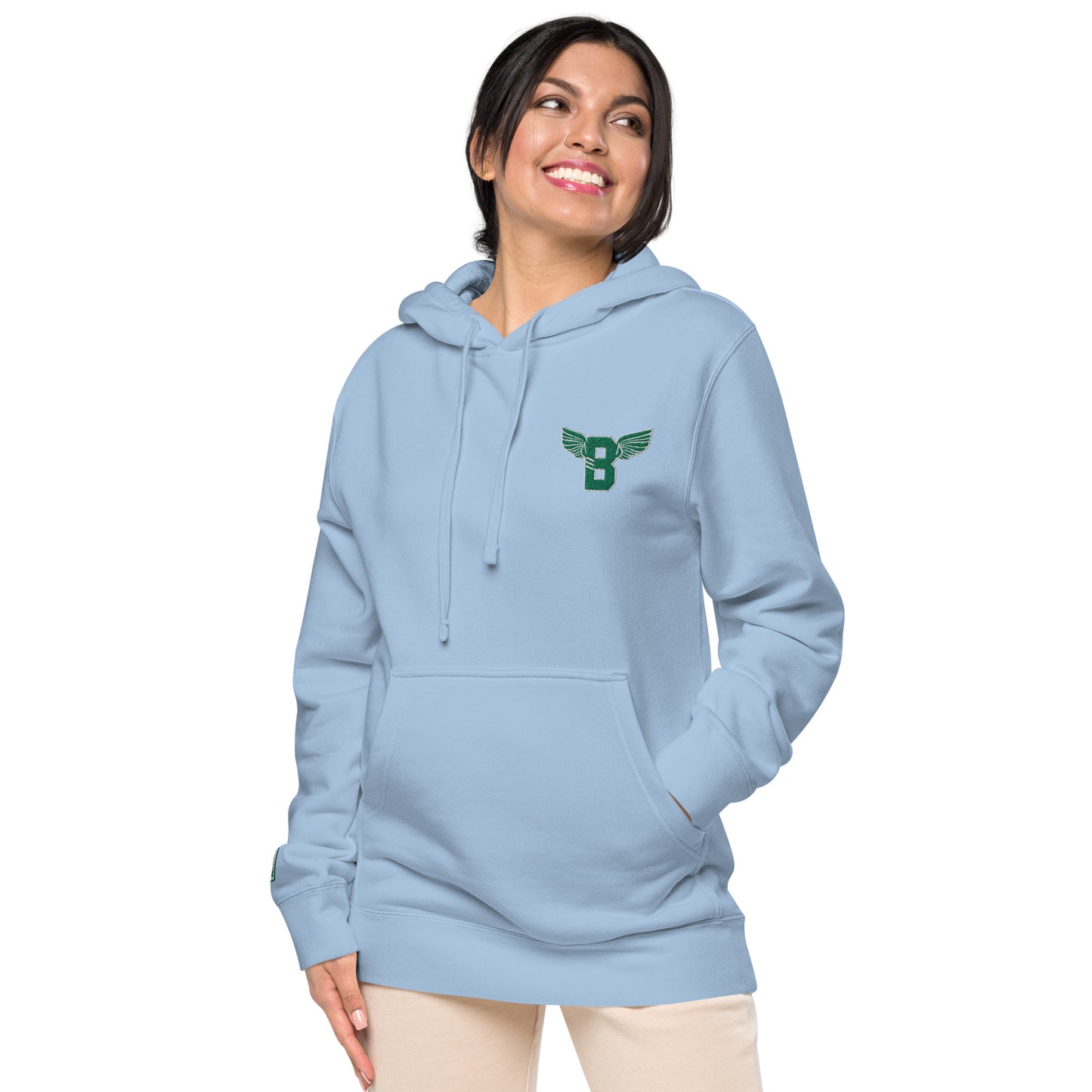 "B" IS FOR BROOKLYN - B-WING UNISEX HOODIE (KELLY GREEN STITCH)