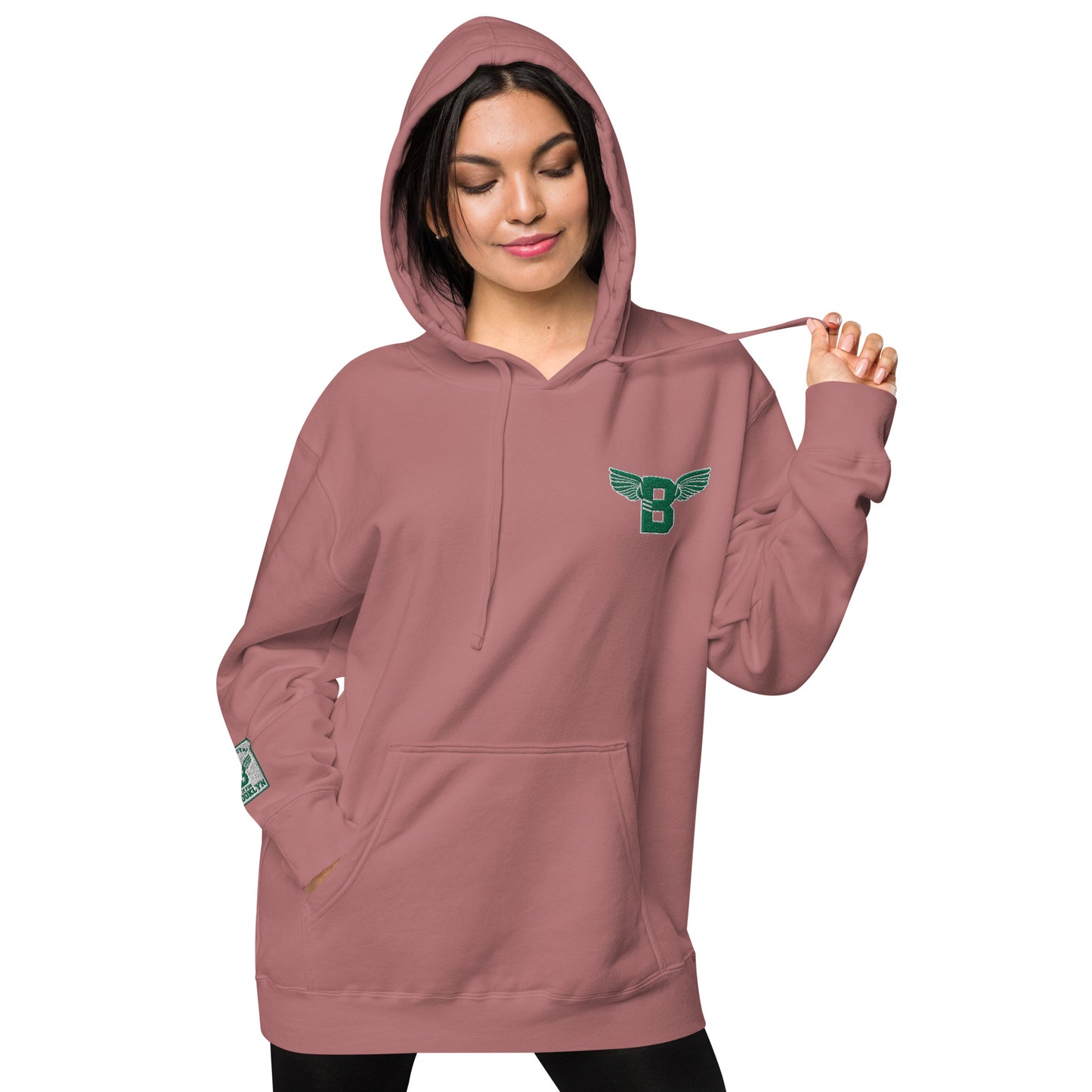 "B" IS FOR BROOKLYN - B-WING UNISEX HOODIE (KELLY GREEN STITCH)