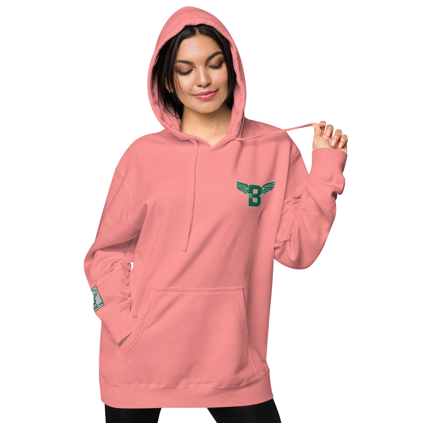 "B" IS FOR BROOKLYN - B-WING UNISEX HOODIE (KELLY GREEN STITCH)