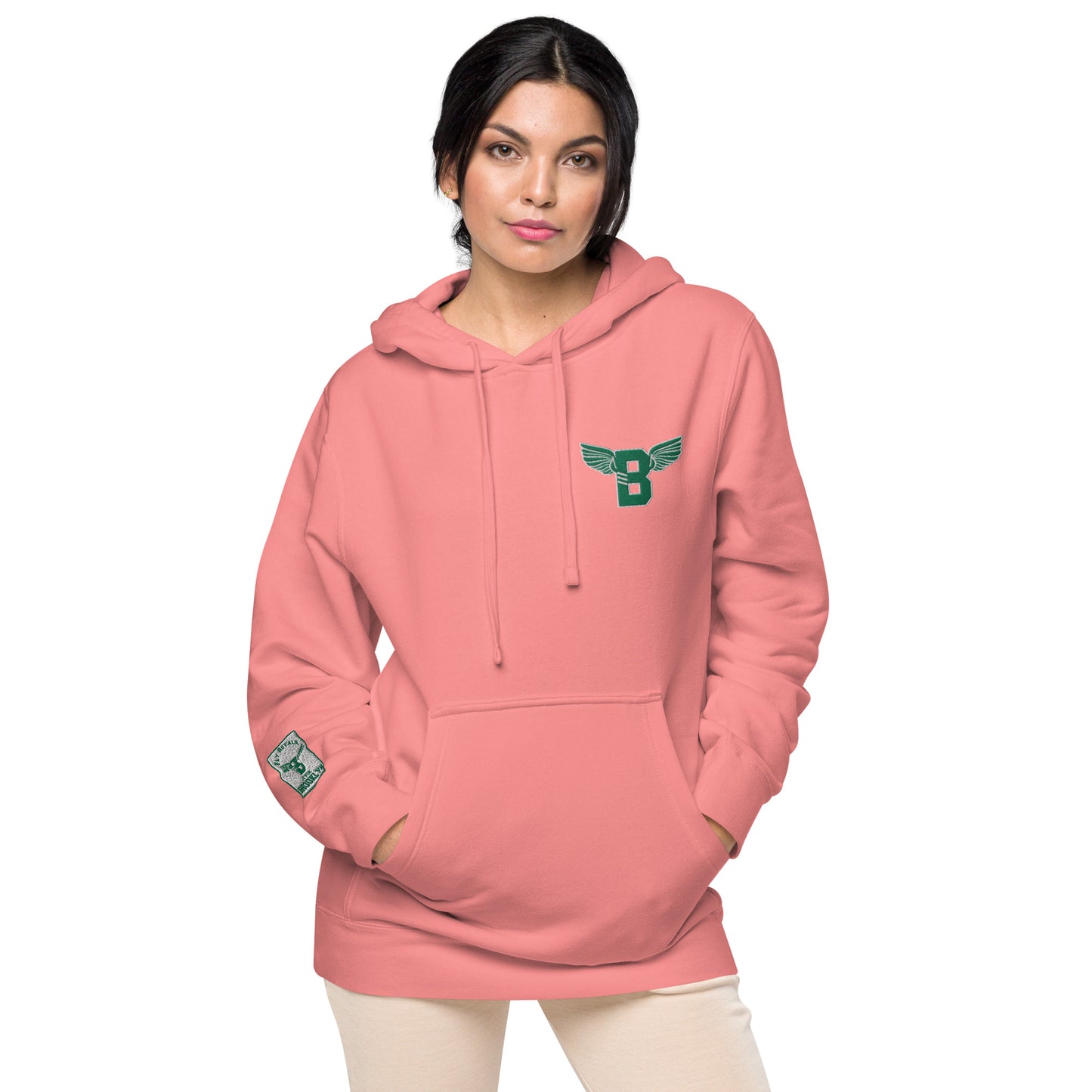 "B" IS FOR BROOKLYN - B-WING UNISEX HOODIE (KELLY GREEN STITCH)