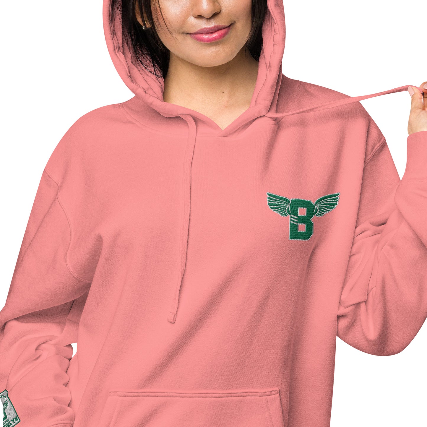 "B" IS FOR BROOKLYN - B-WING UNISEX HOODIE (KELLY GREEN STITCH)