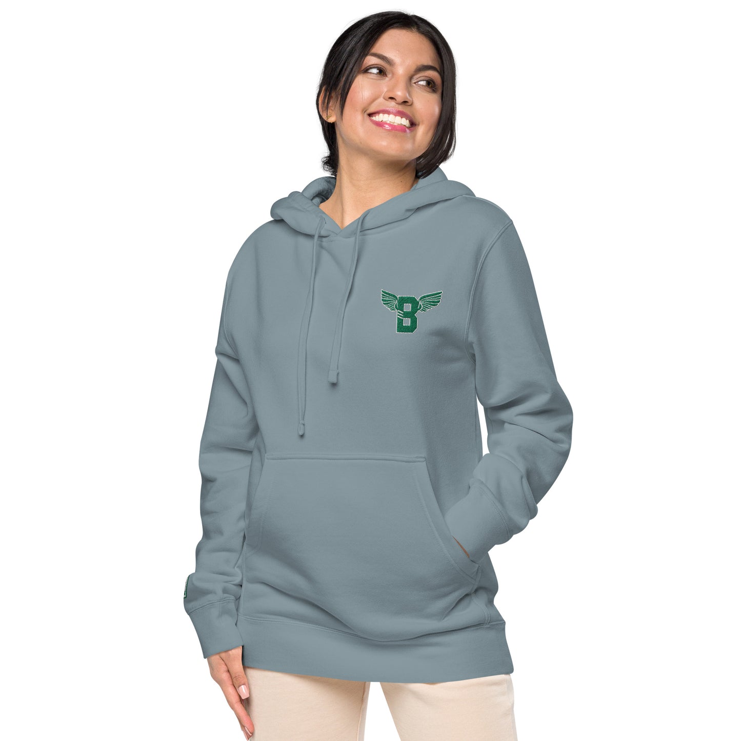 "B" IS FOR BROOKLYN - B-WING UNISEX HOODIE (KELLY GREEN STITCH)