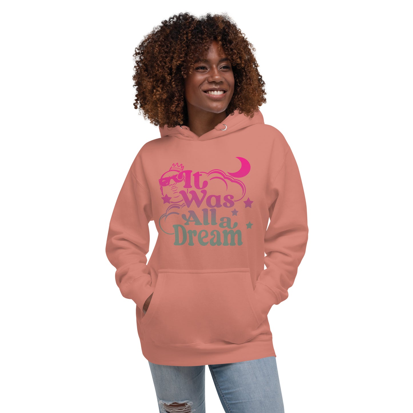 IT WAS ALL A DREAM! (PINK/GREEN GRADIENT) UNISEX HOODIE