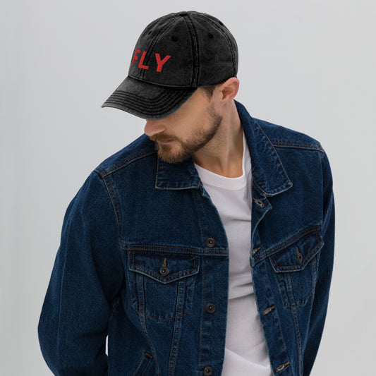 "FLY" VINTAGE DENIM DAD HATS